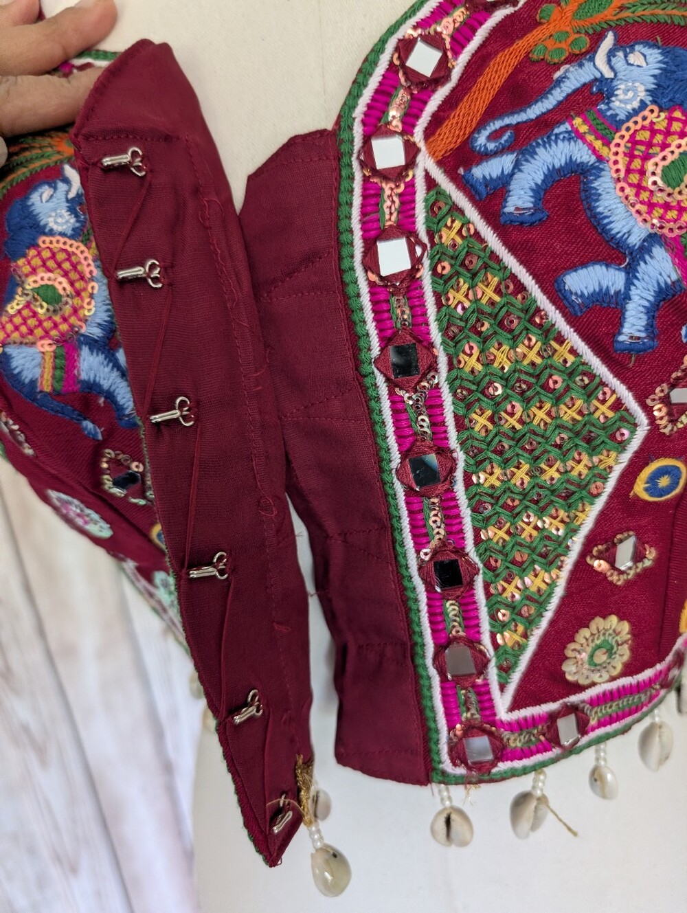 Embroidered Magenta Elephant Crop Top - Picture 13 of 14